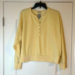 GAP Sweats Yellow Henley Pullover Sweatshirt Size XL